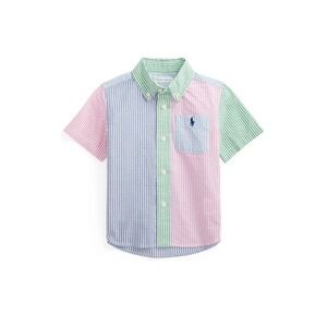 Polo Ralph Lauren Boys striped Seersucker Short Sleeve Colorblock Preppy 7Y